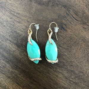 Turquoise and gold costume earrings